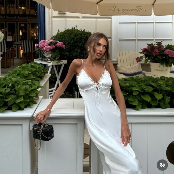 Zara dress white midi ruffled satin lingerie inspired bodycon fitted wedding - Picture 4 of 16